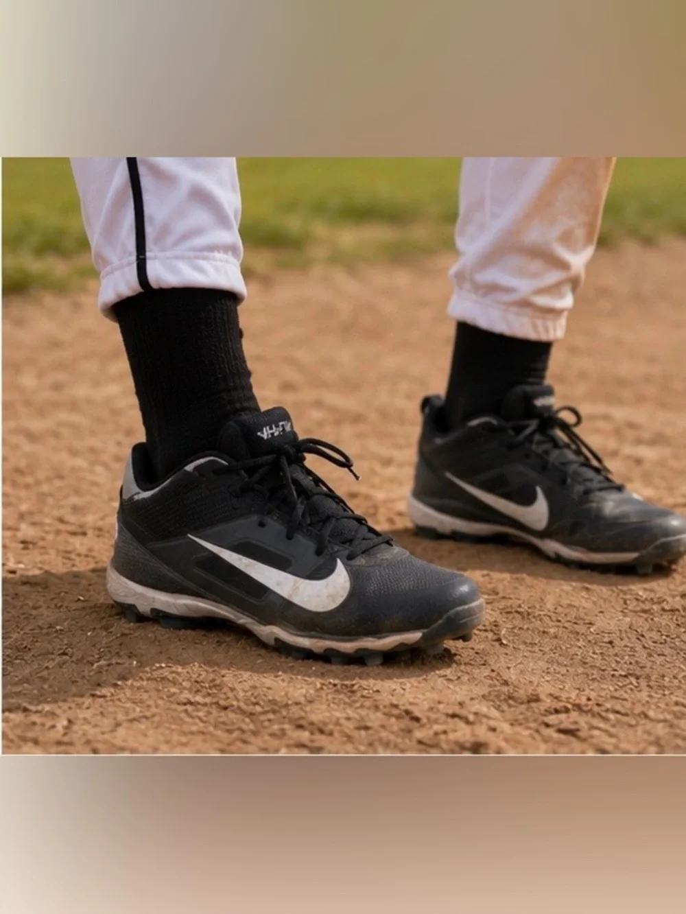 Nike Kids Black and White Baseball cleats